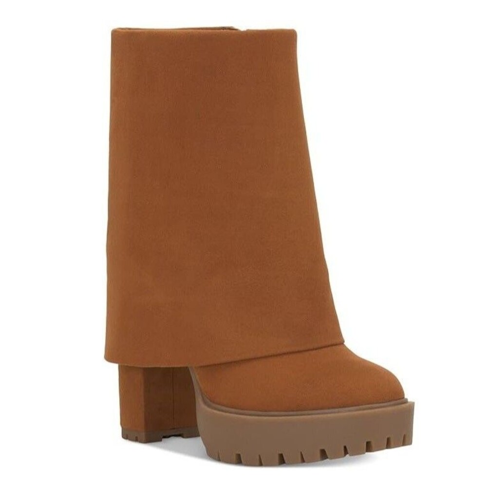INC Womens 6.5 M Cognac Brown Acelina Cuff High Heel PlatformDress Boots NIB KI0